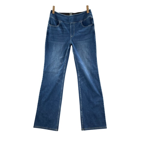 HALARA Denim - Halara Flare Jeans Women L Tall Blue Denim Pull On High Waist Stretch Bootcut